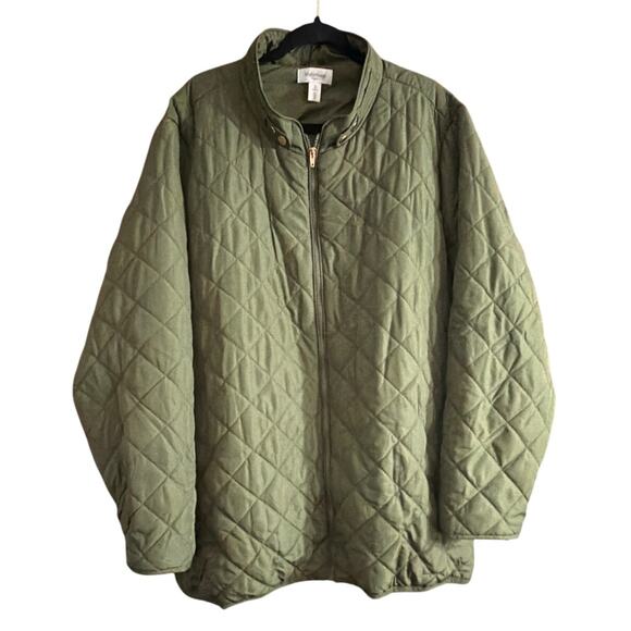 Motherhood Maternity Women's Plus Green Quilted Bomber Pregnancy Jacket Size 3X - Picture 1 of 9